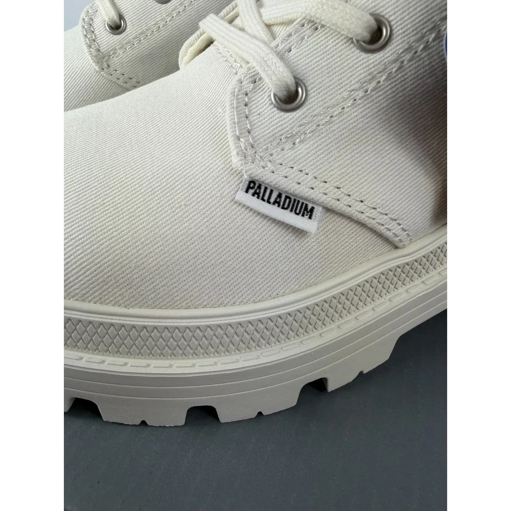 Palladium Pallabase Twill Womens 10 Star White Platform Combat Boots Side Zip
